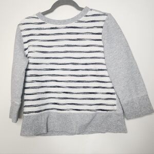Lou & Grey Striped Crewneck Sweatshirt in Gray, White & Navy Size Medium